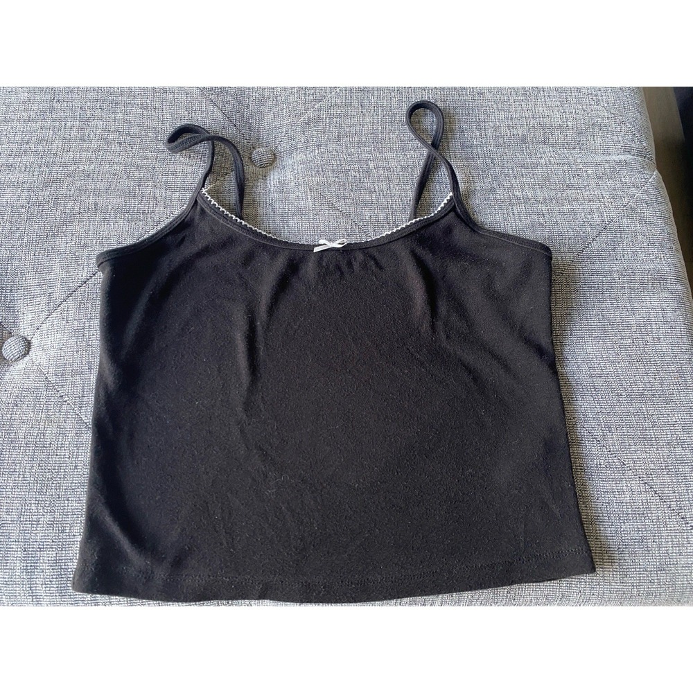 Garage Black Lace Trim Cami Crop Top with Bow Size Large